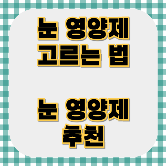 눈영양제 고르는 법, 눈영양제 추천