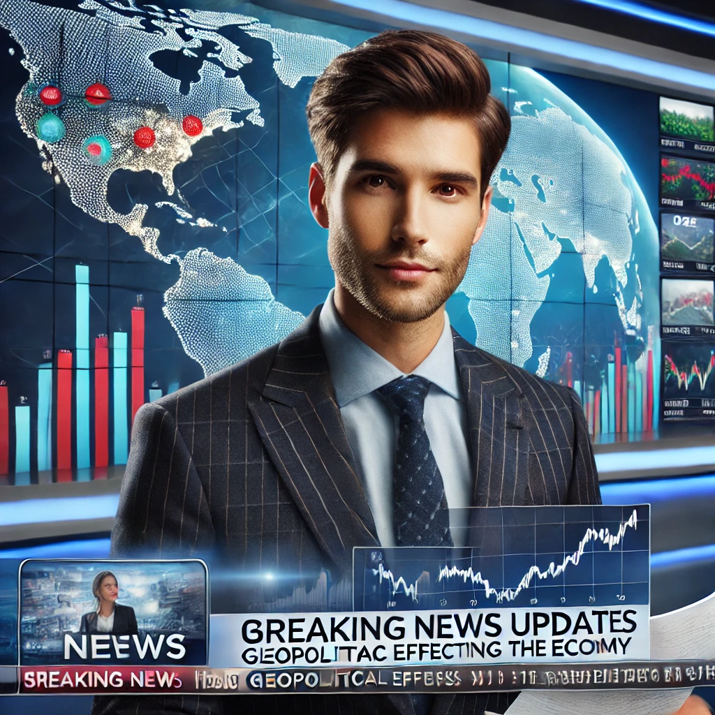 뉴스 앵커가 글로벌 주식 시장 변동성을 보도하는 모습