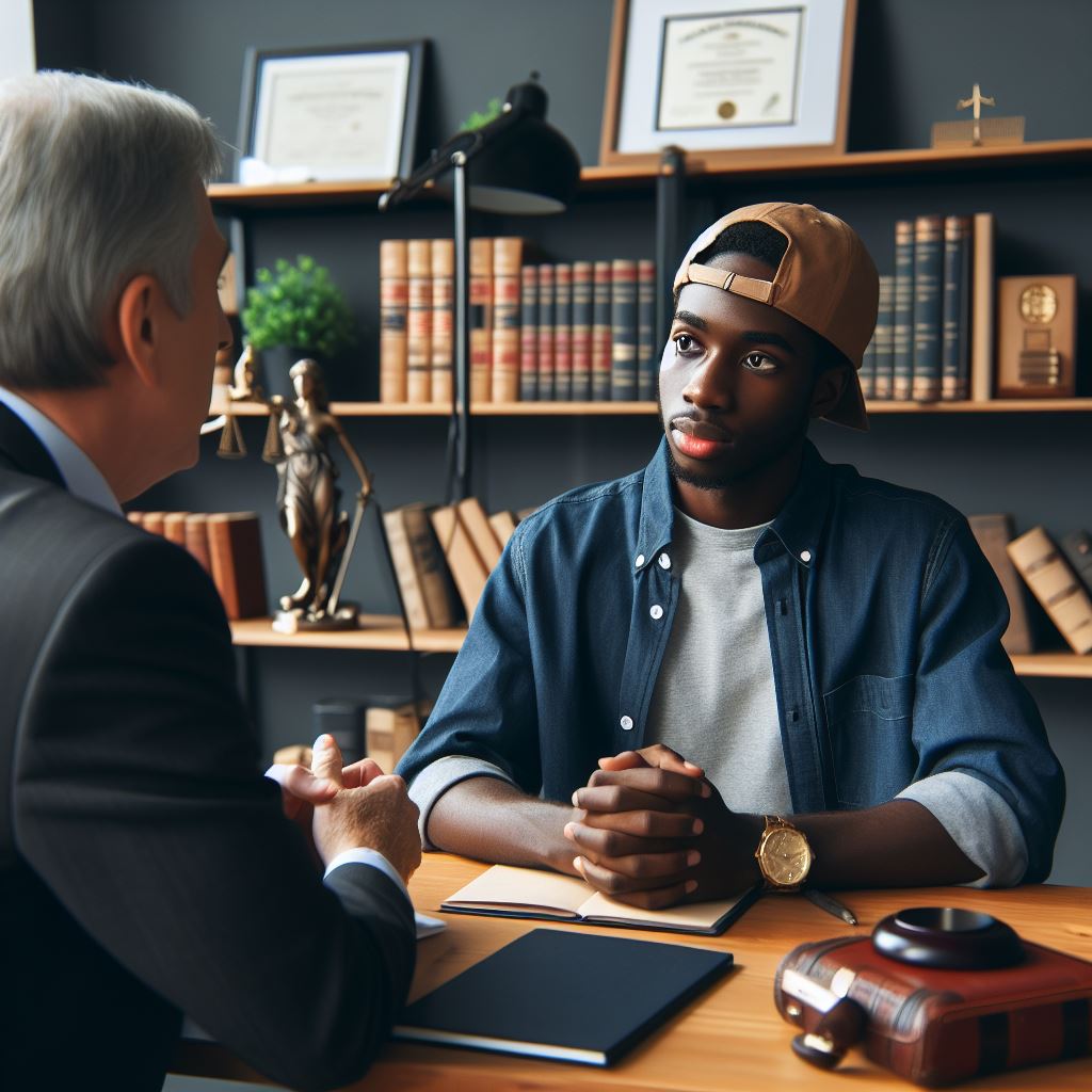 아내 문제로 변호사와 상담중인 의뢰인