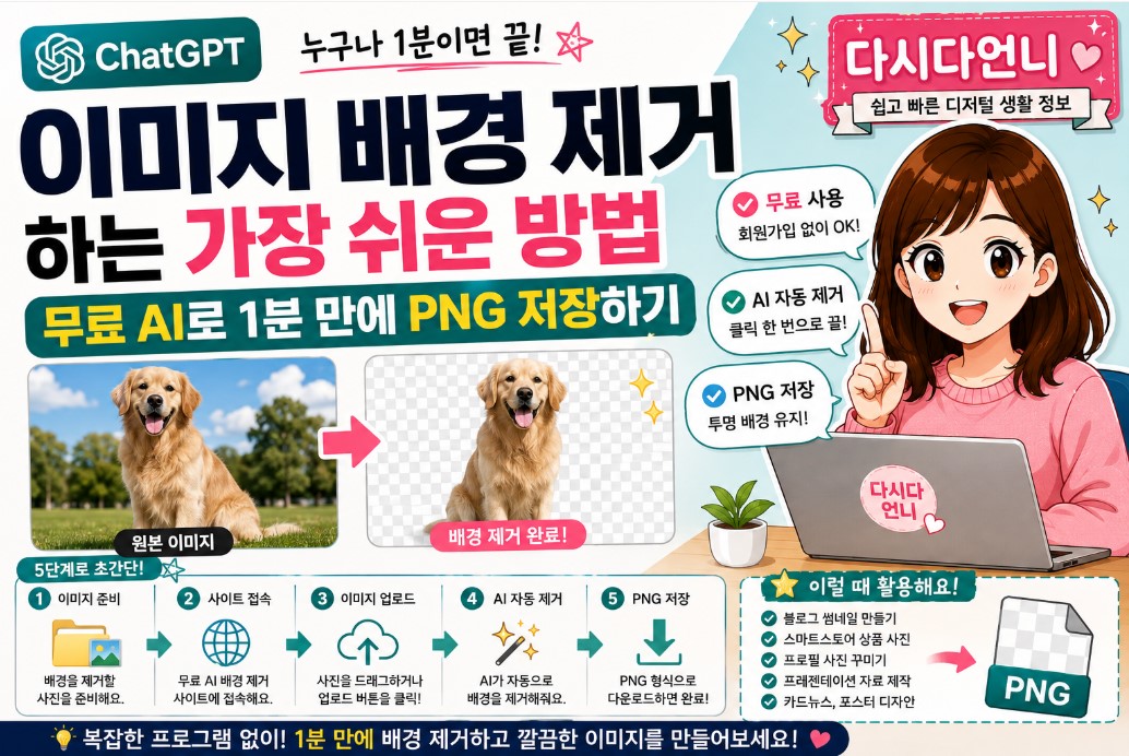이미지 배경 제거하는 가장 쉬운 방법｜무료 AI로 1분 만에 PNG 저장하기