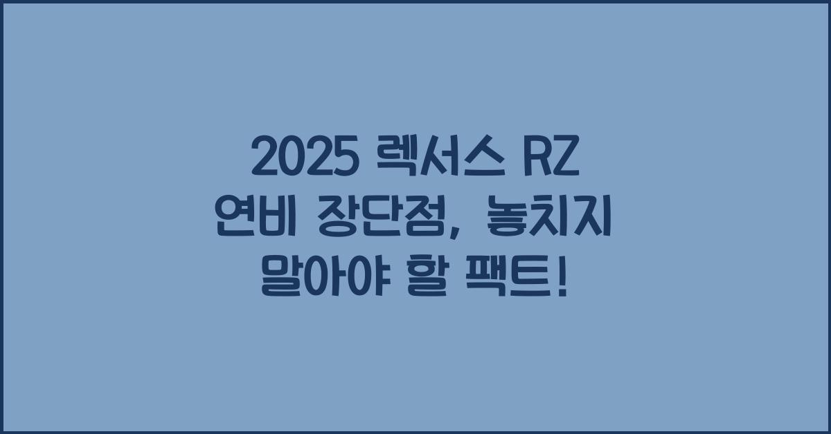 2025 렉서스 RZ 연비 장단점