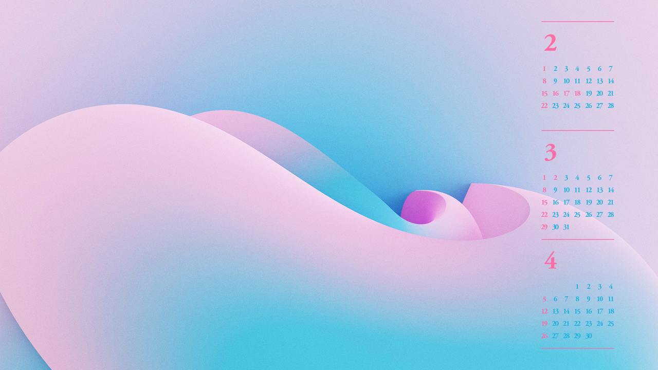 07 핑크 그래픽 B - 2026년3월 달력배경화면