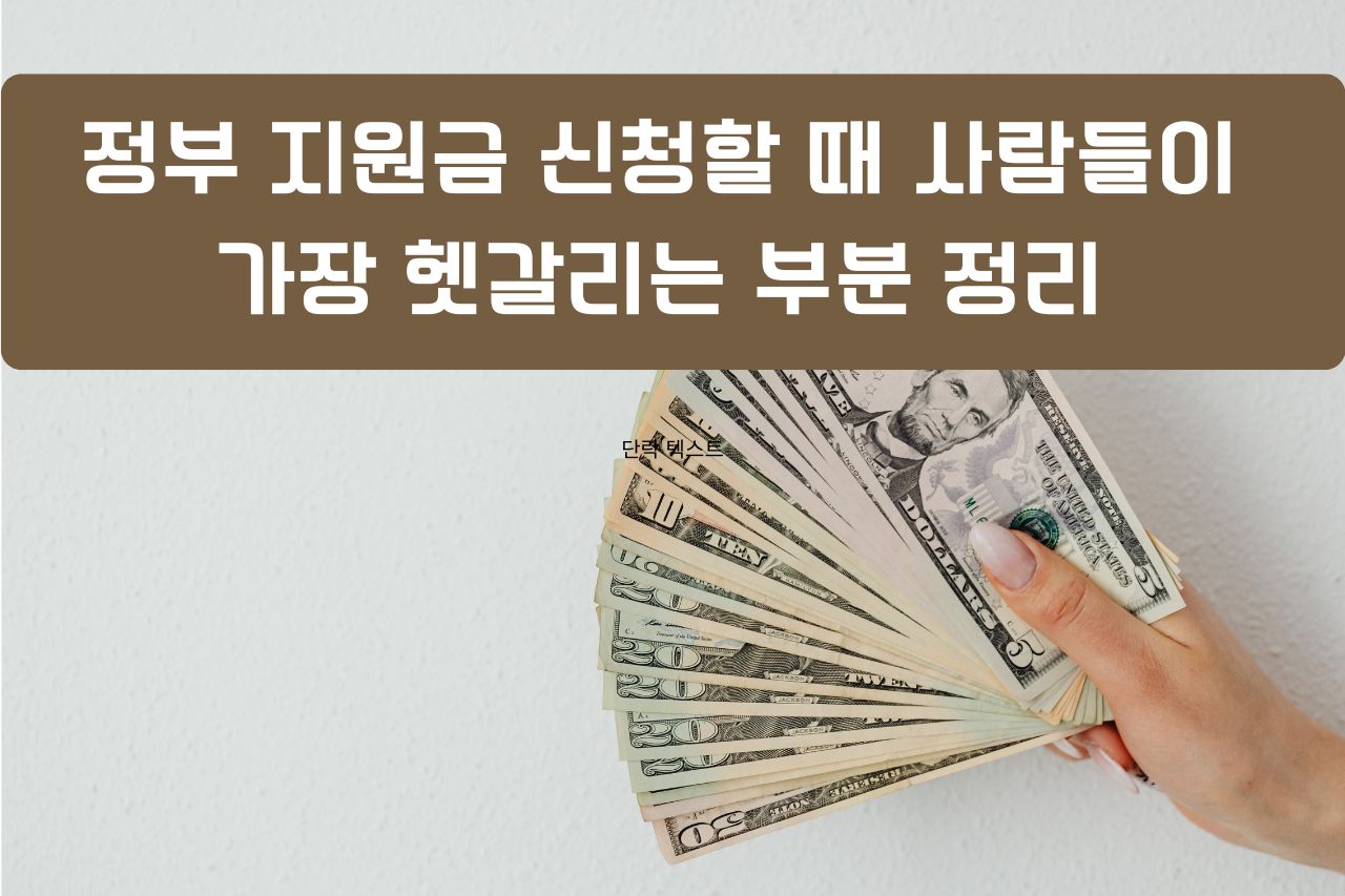 정부 지원금 신청할 때 사람들이 가장 헷갈리는 부분 정리