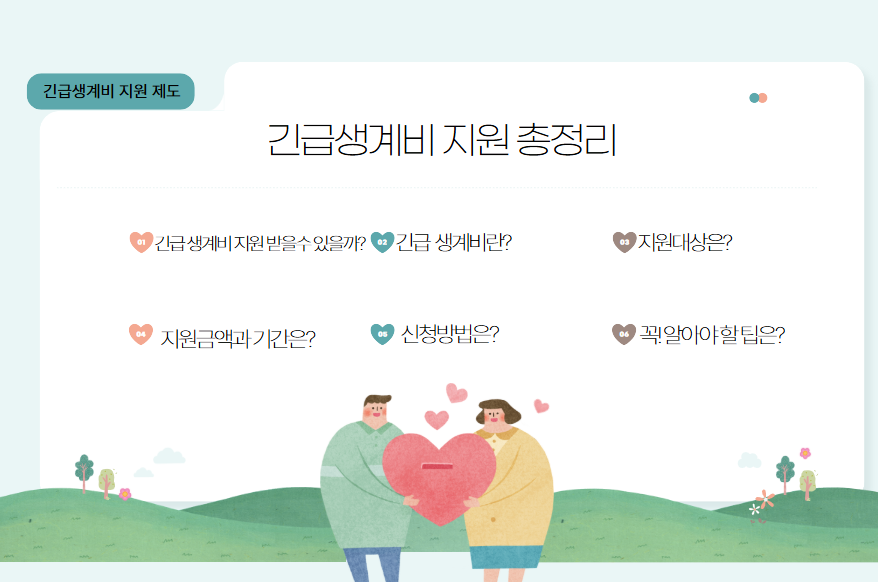 긴급생계비 지원제도 홍보 예시 이미지