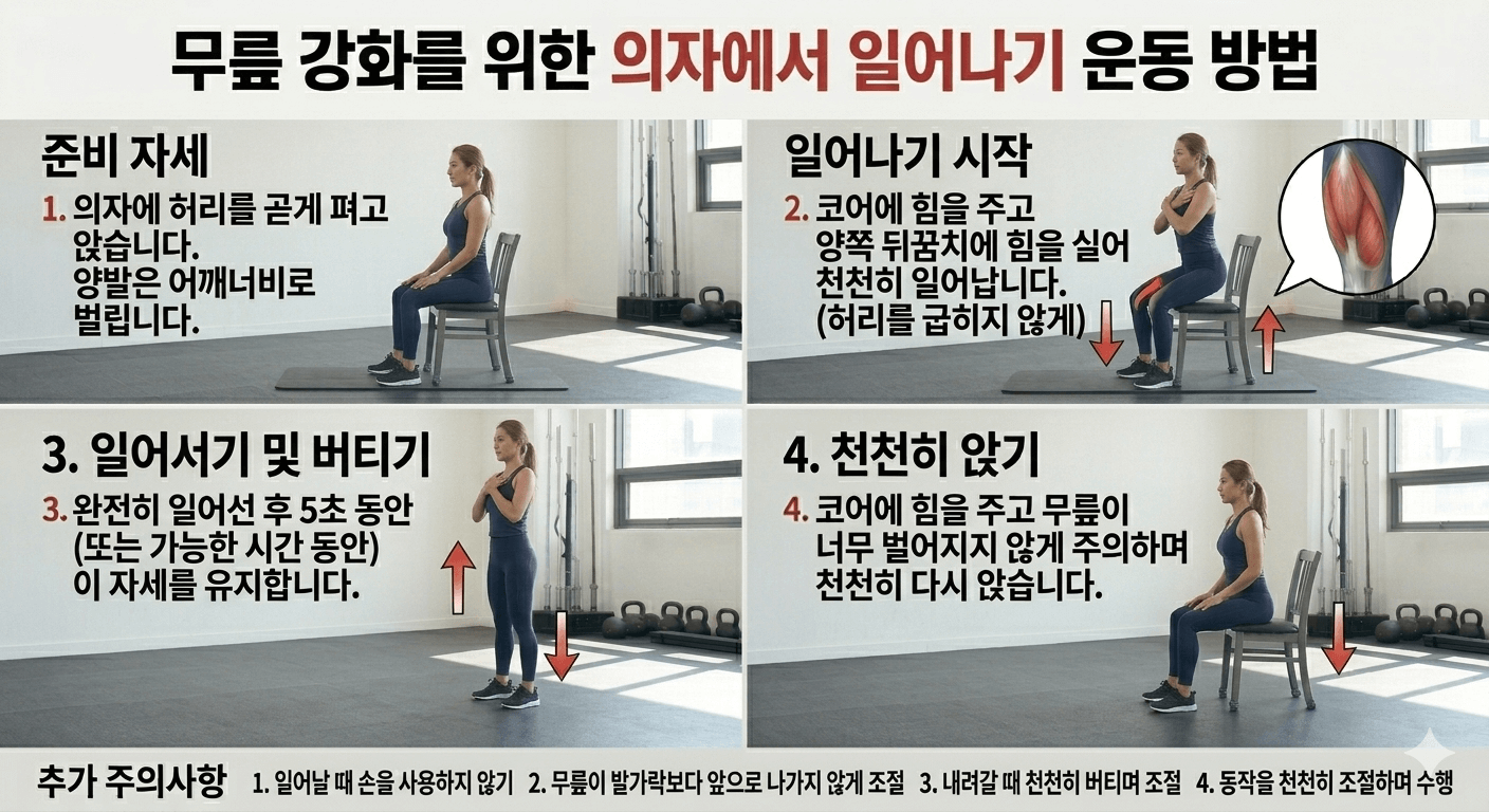 의자에서 일어나기 운동 방법