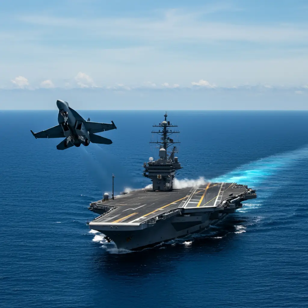 항공모함에서 출격하는 전투기