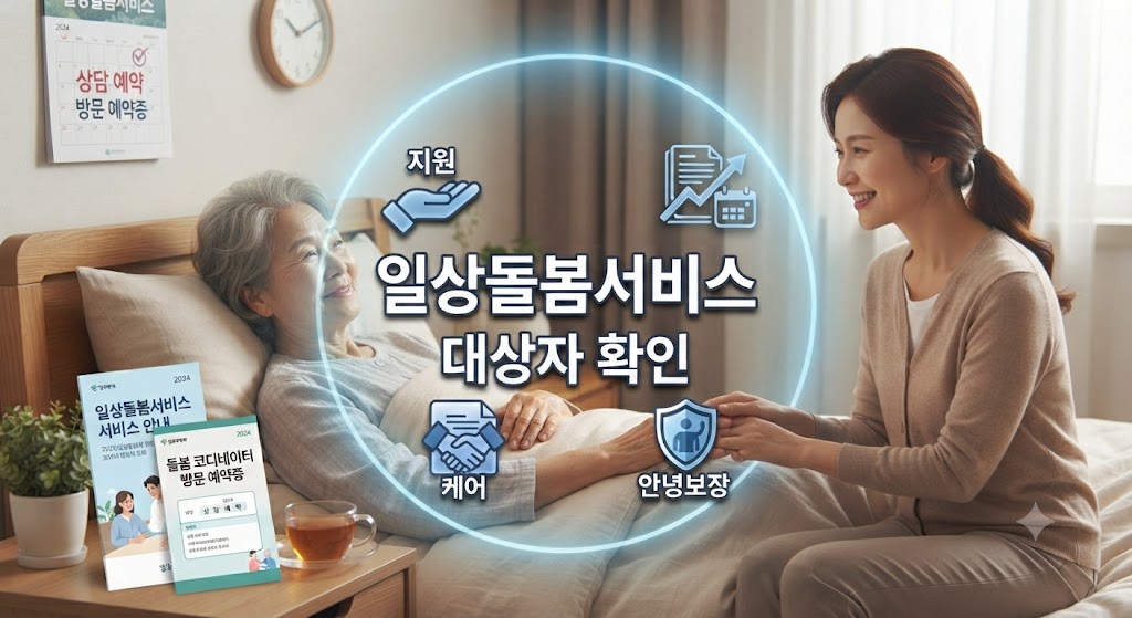 부상으로 일상생활이 어려운 중장년이 일상돌봄서비스를 이용하는 모습