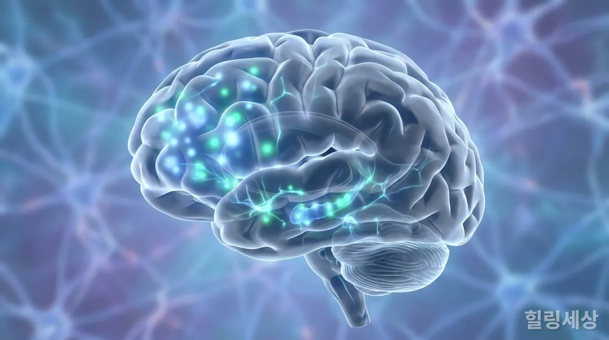 명상 중 뇌 활동 변화를 보여주는 과학적인 뇌 스캔 이미지