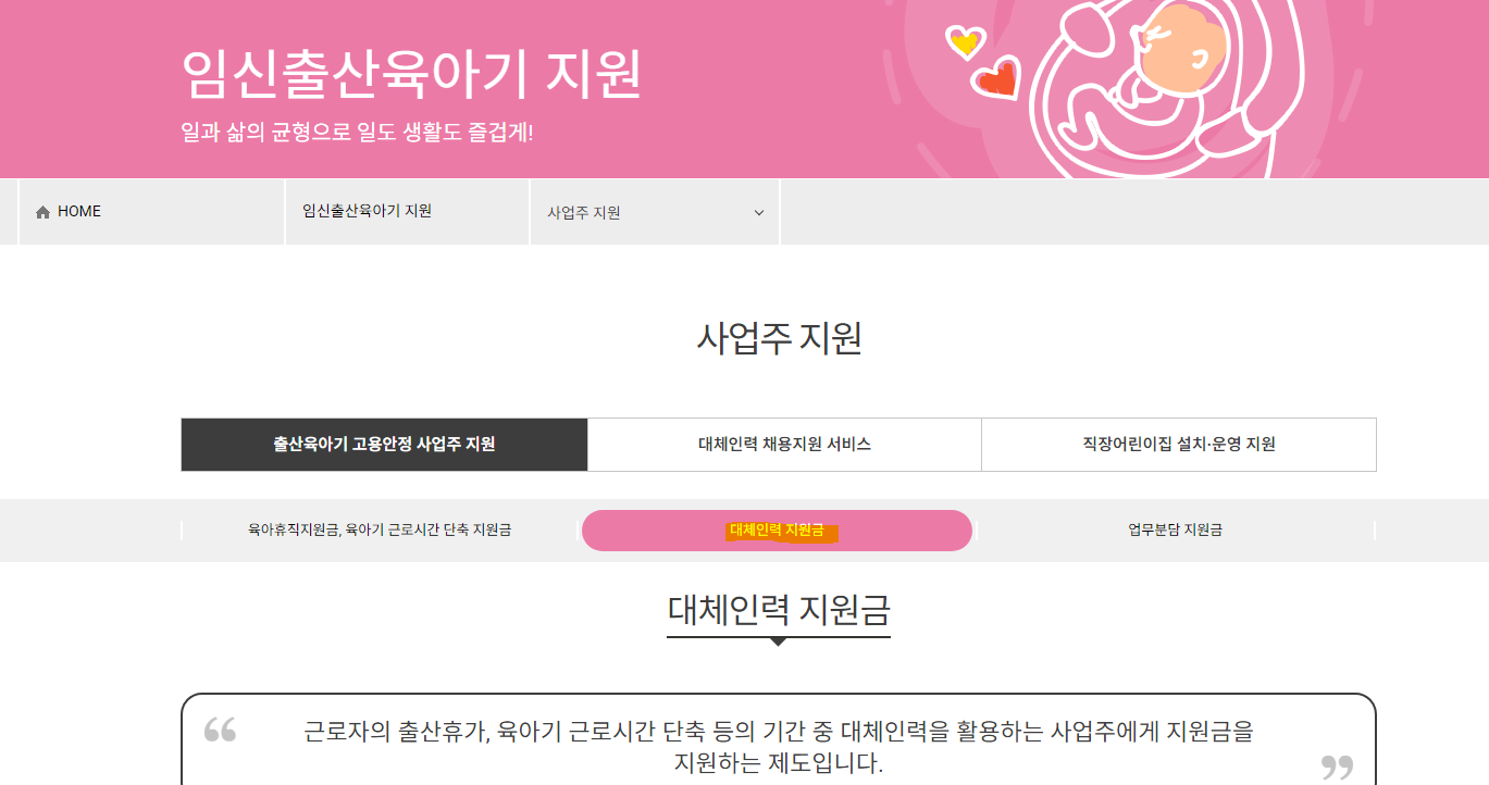 출산육아기대체인력지원금
