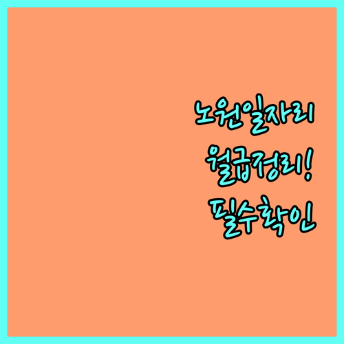 노원구 시니어클럽 일자리 유형별 월급..