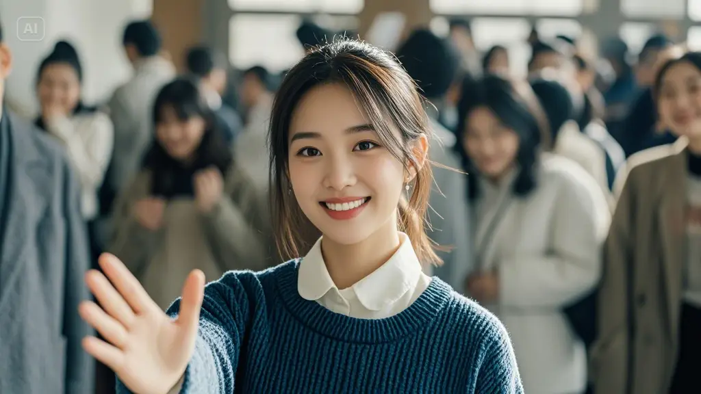 인사하는 중국인 여성