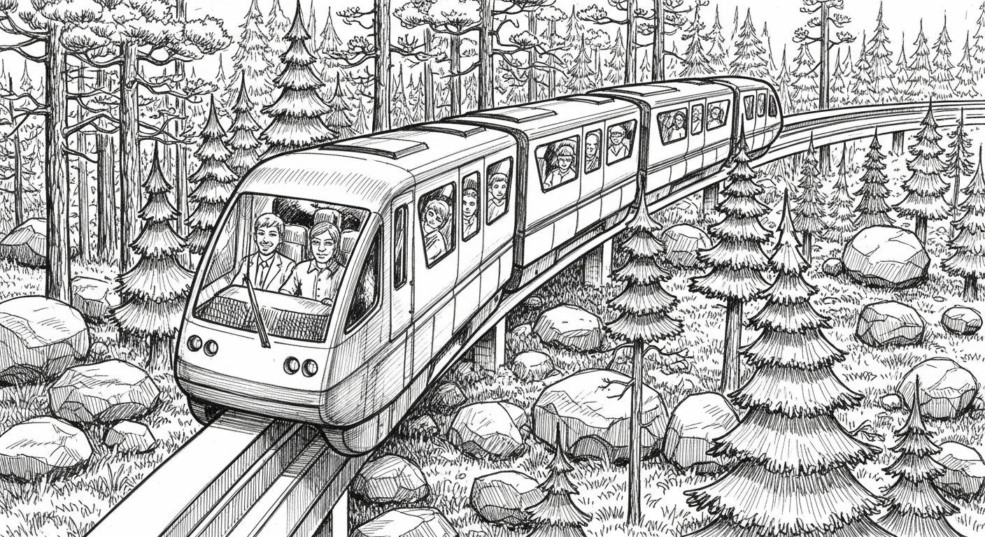 숲속을 달리는 대금굴 은하철도 모노레일