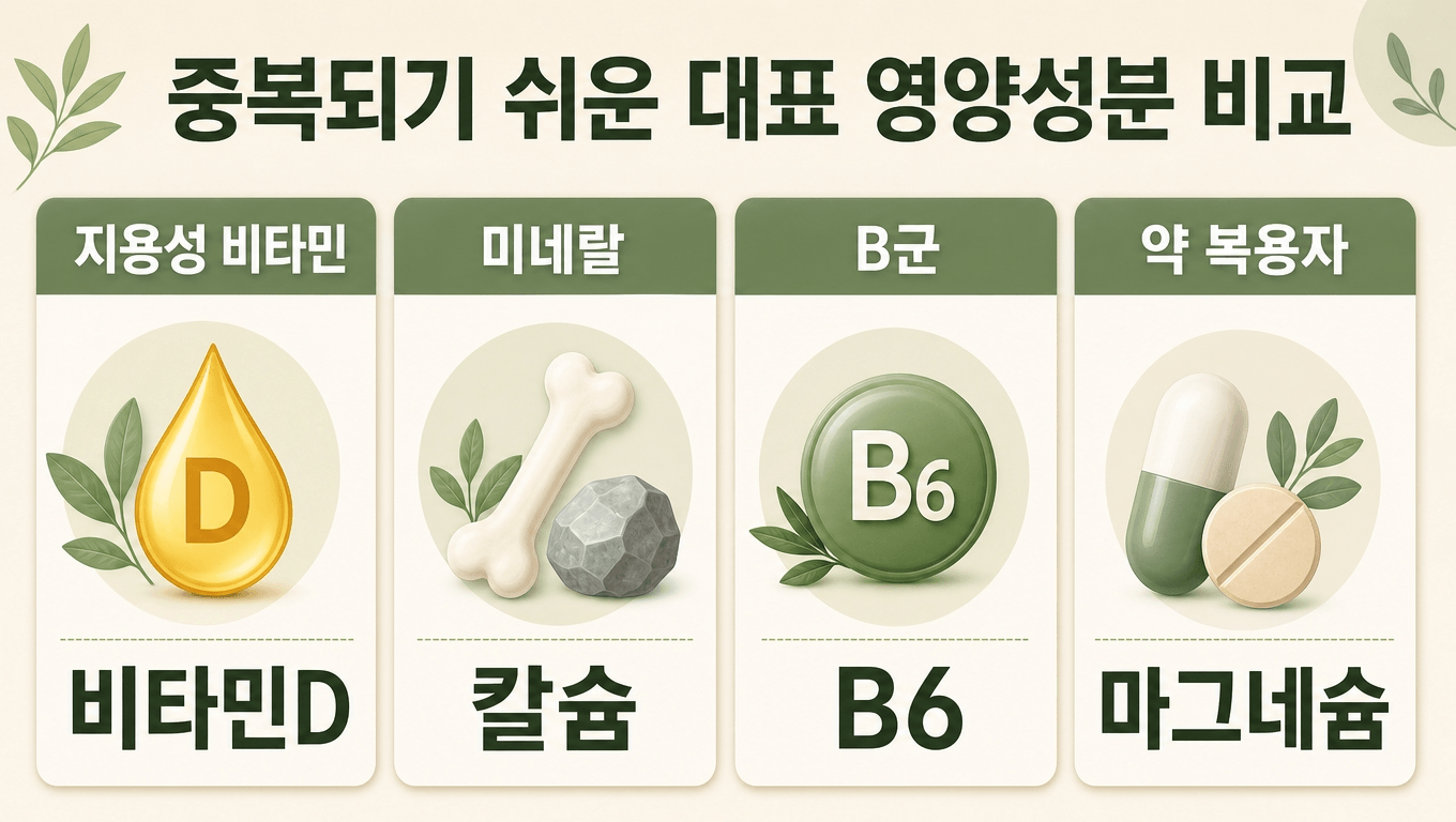 비타민 미네랄 성분 중복 체크
