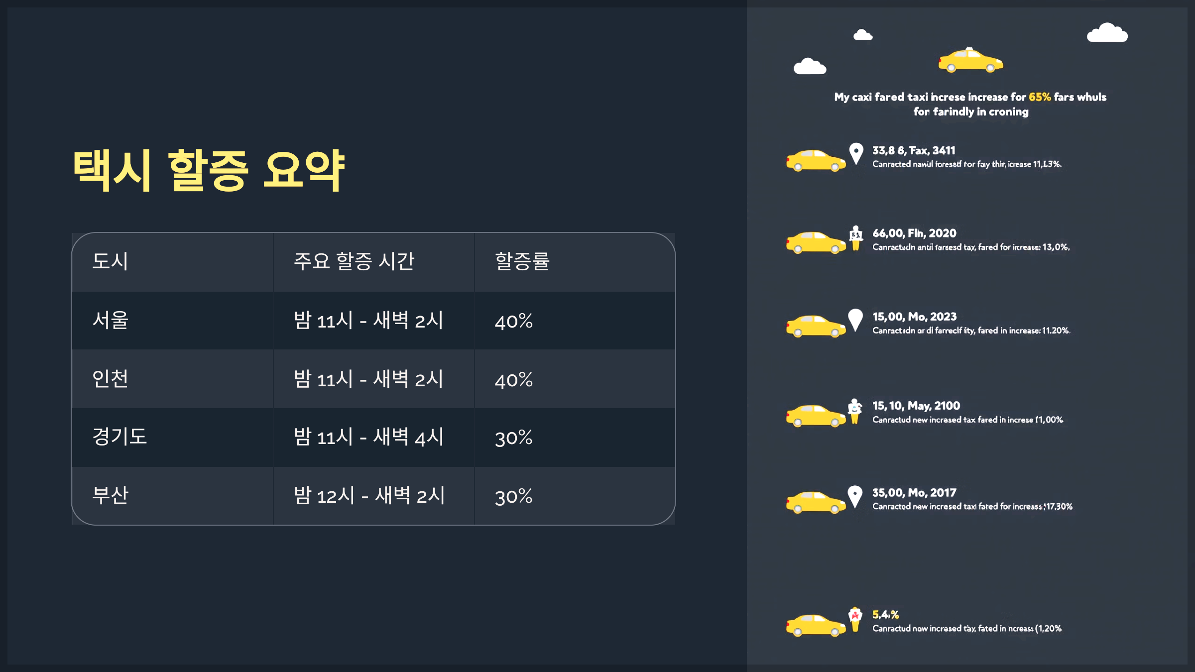 택시 할증 요약