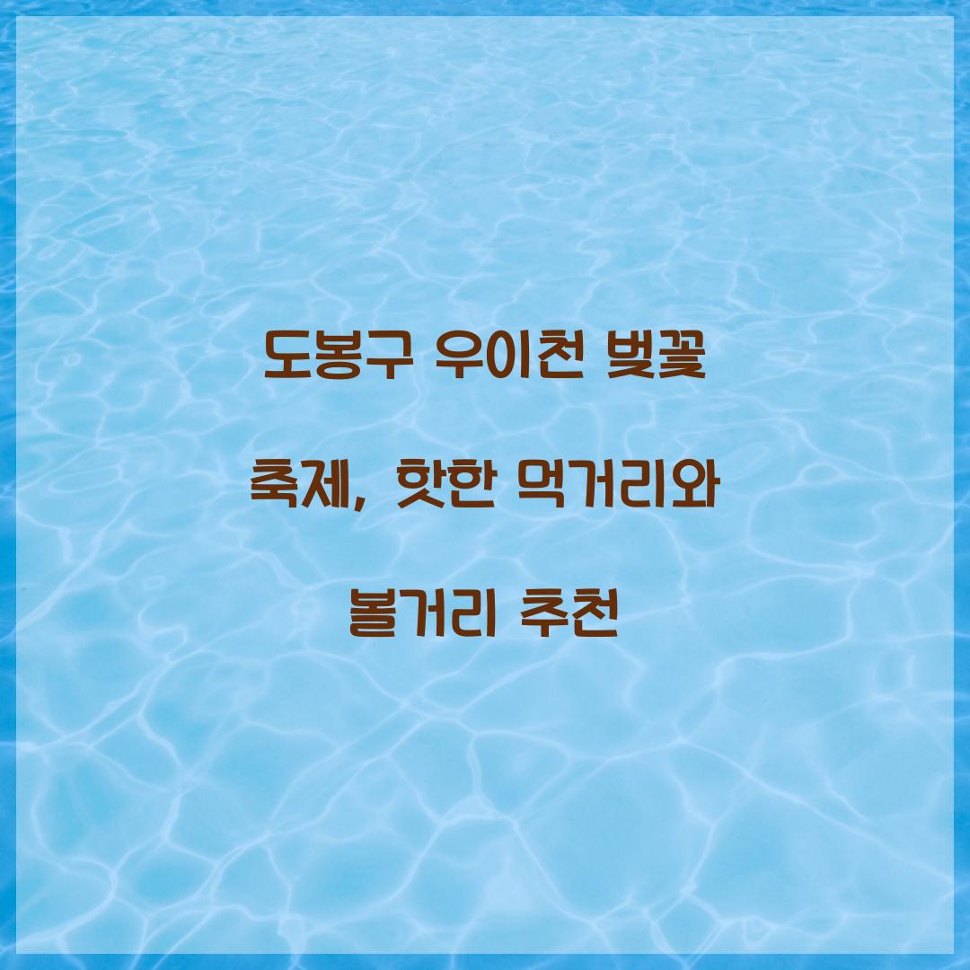 도봉구 우이천 벚꽃 축제