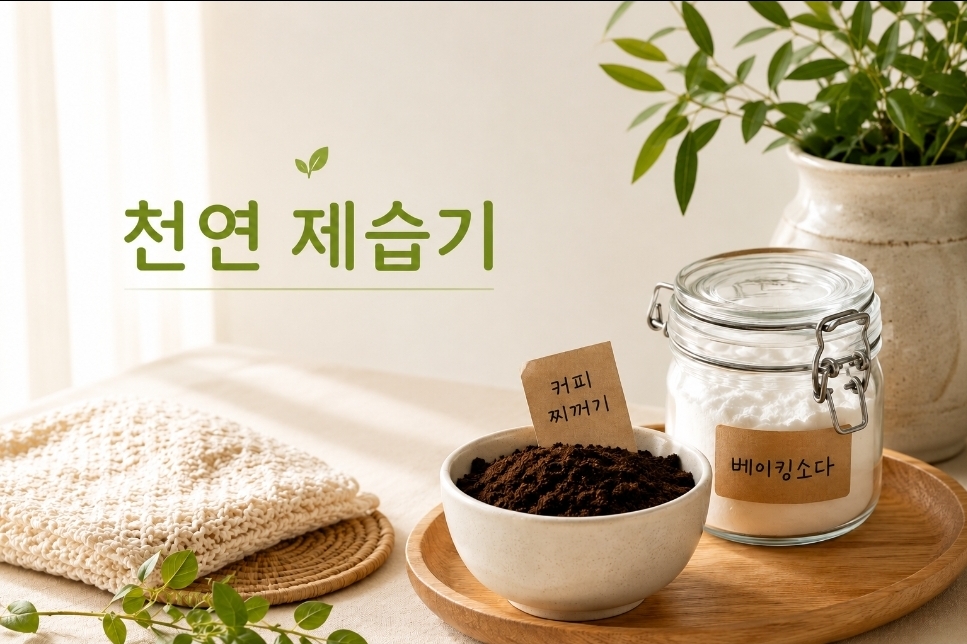 커피 찌꺼기와 베이킹소다를 활용한 천연 제습제 이미지