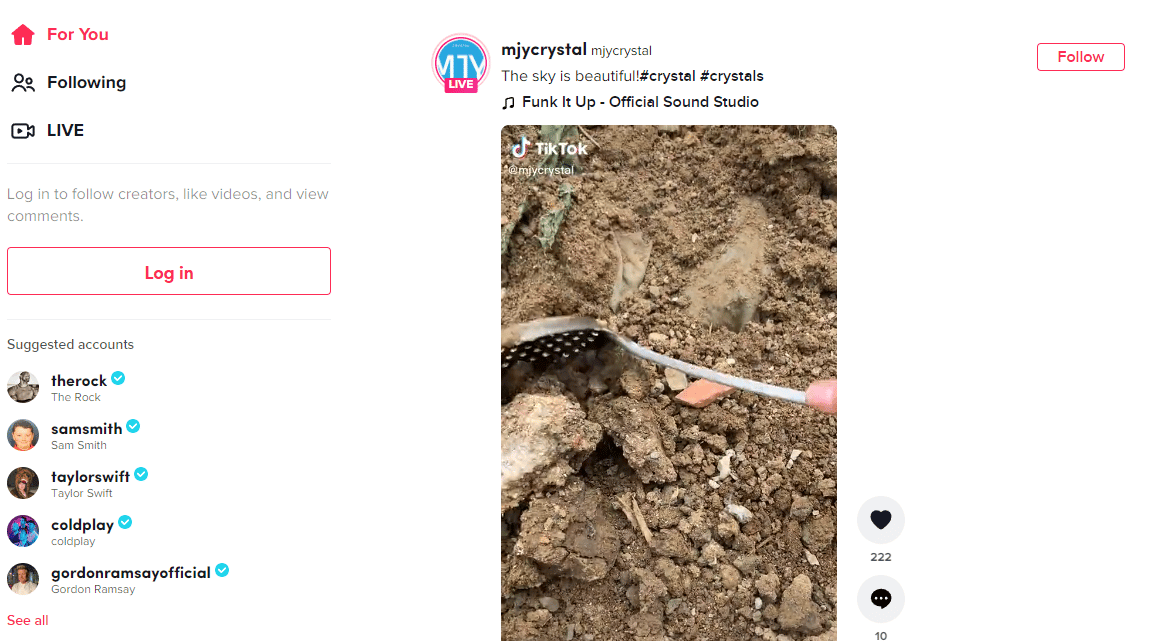 틱톡 웹페이지 화면