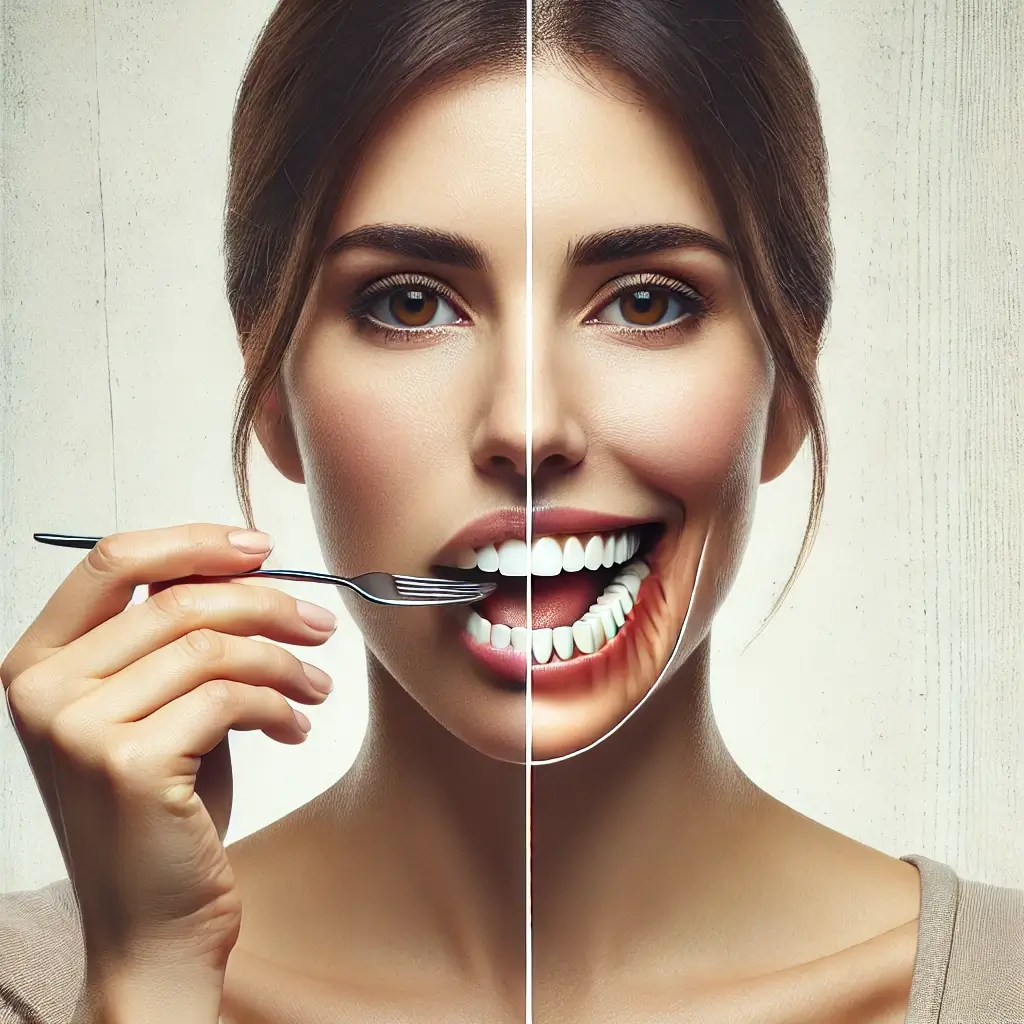 한쪽으로만-씹어-비대칭이-생긴-여성