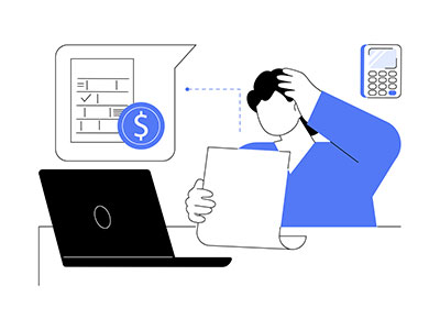 종합소득세 신고 마감일을 놓쳐 당황하는 사람을 표현한 일러스트