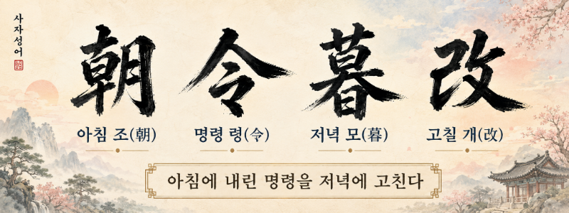 조령모개 뜻과 유래 朝令暮改 한자 풀이