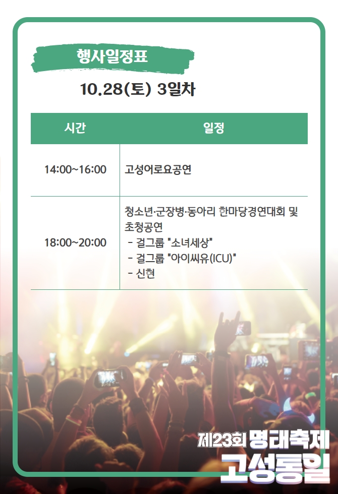 고성통일 명태축제 일정