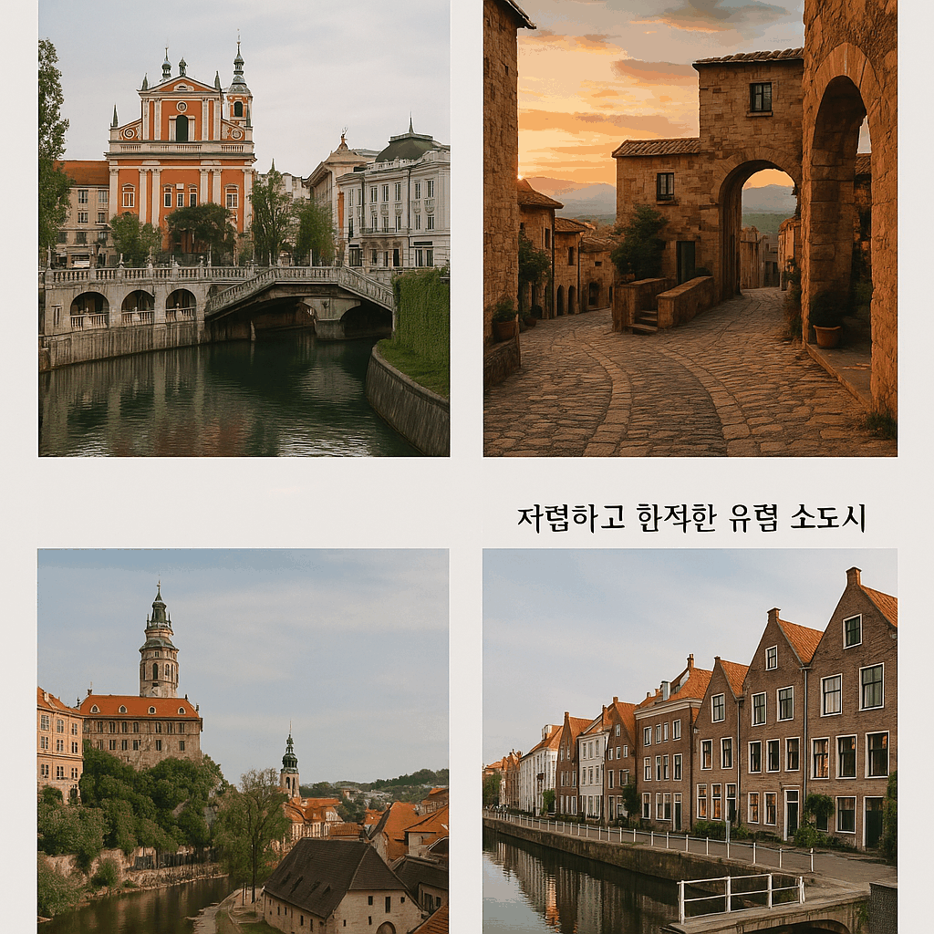 유럽의 숨은 소도시들의 고요한 아름다움을 담은 네 장의 실사 이미지