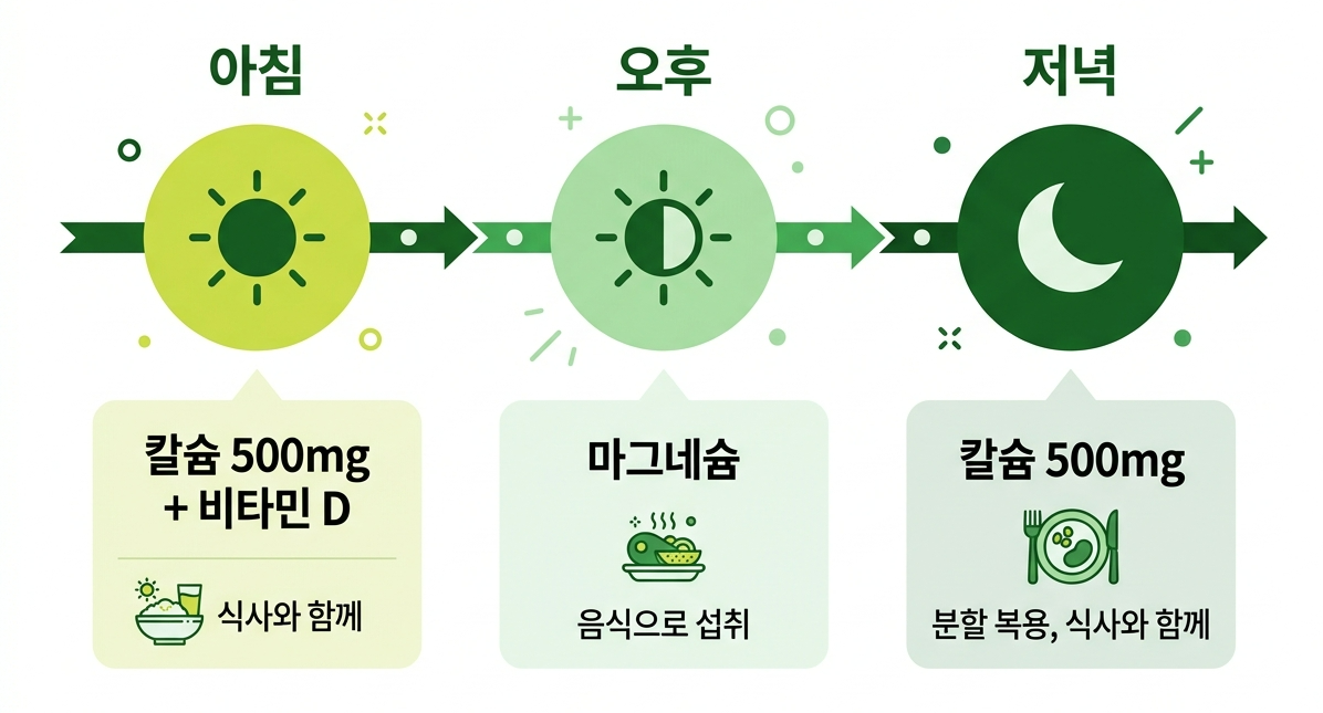갱년기 영양제 복용 시간 타이밍 인포그래픽