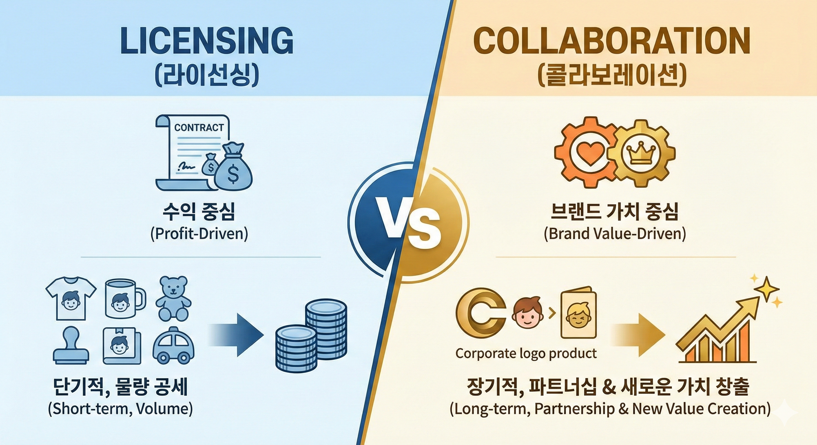 라이선싱과 콜라보레이션 비교