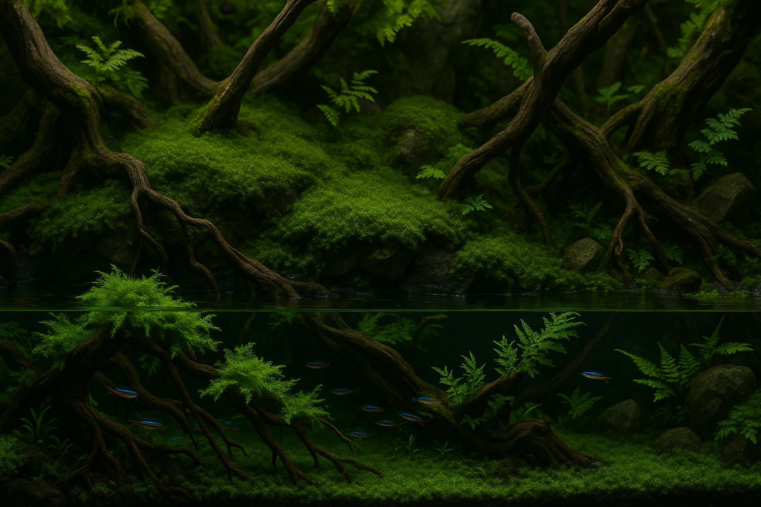 여러가지 모스가 어우러진 팔루다리움 사진