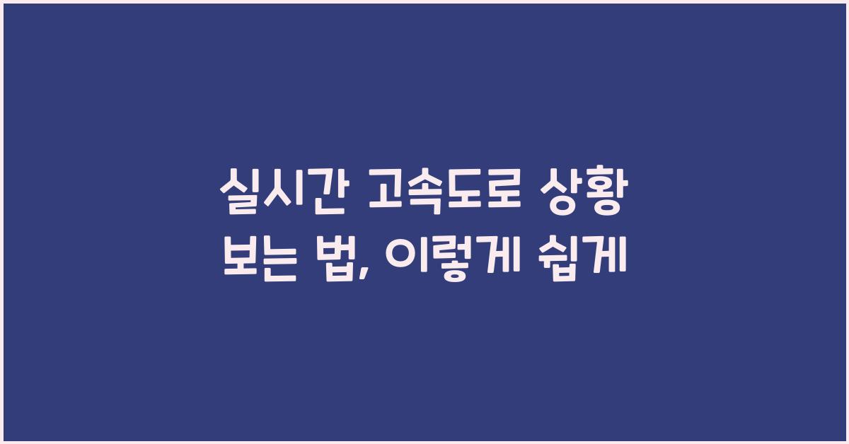 실시간 고속도로 상황 보는 법
