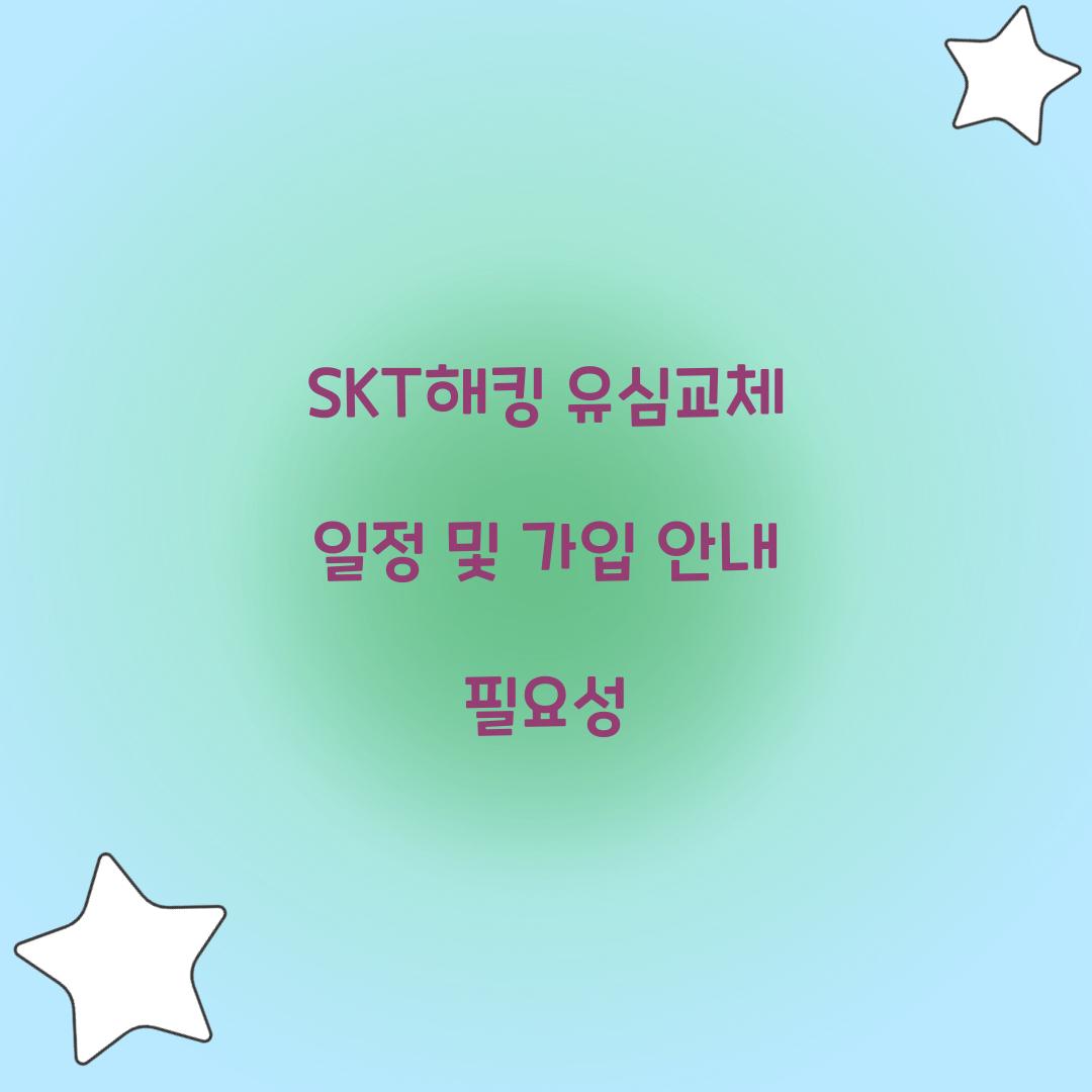 SKT해킹 유심교체 일정