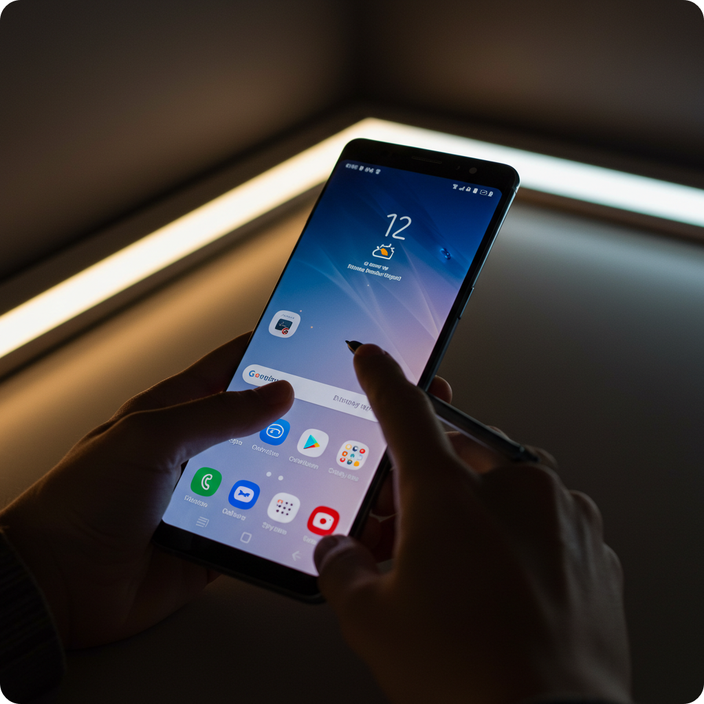 삼성 갤럭시 스마트폰이 화면을 캡처하는 장면