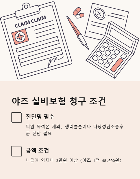 야즈 실비보험 청구 조건