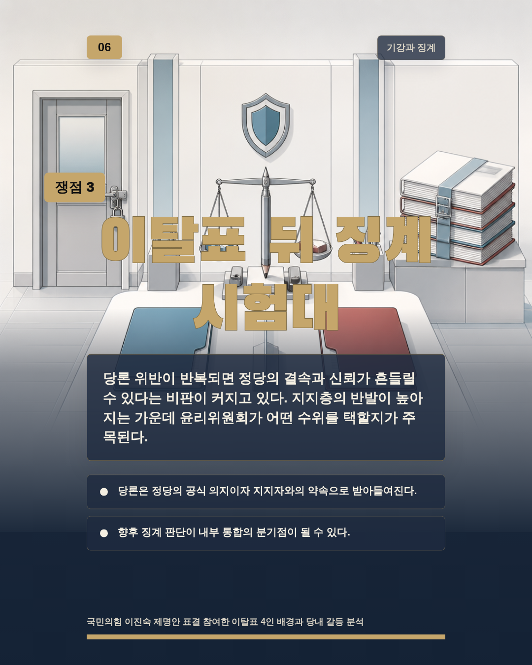 이탈표 뒤 징계 시험대