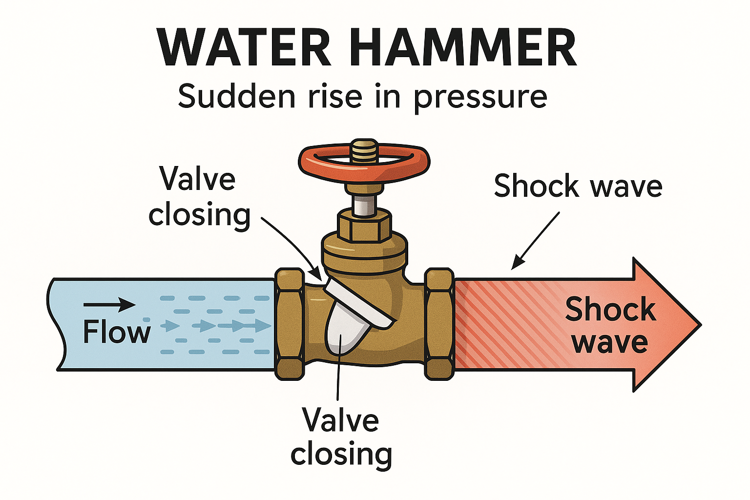 워터해머링 현상의 여러 이유중 하나는 잘못된 유형의 밸브를 사용하기 때문.