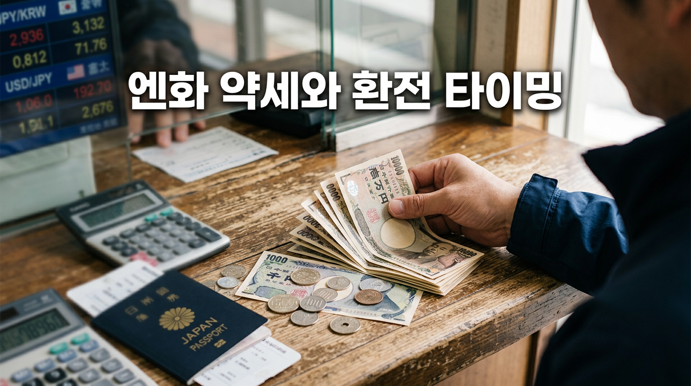 엔화 약세와 환율 환전을 보여주는 사진