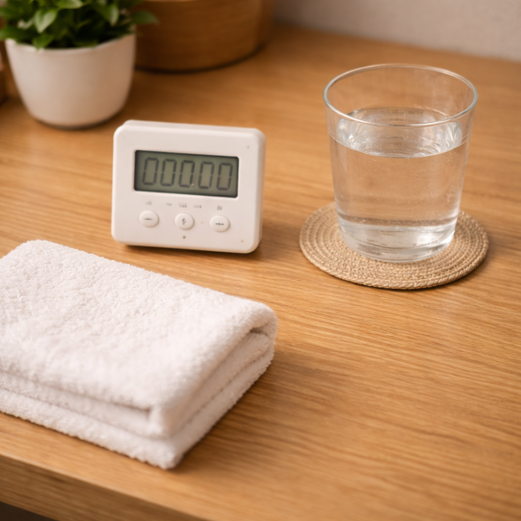 불안 완화를 위한 호흡과 이완 습관을 상징하는 정물 이미지