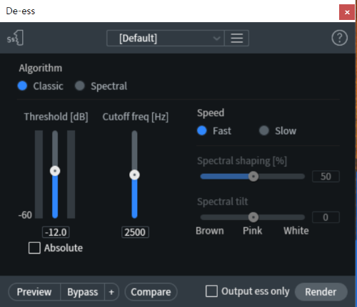 De-ess interface