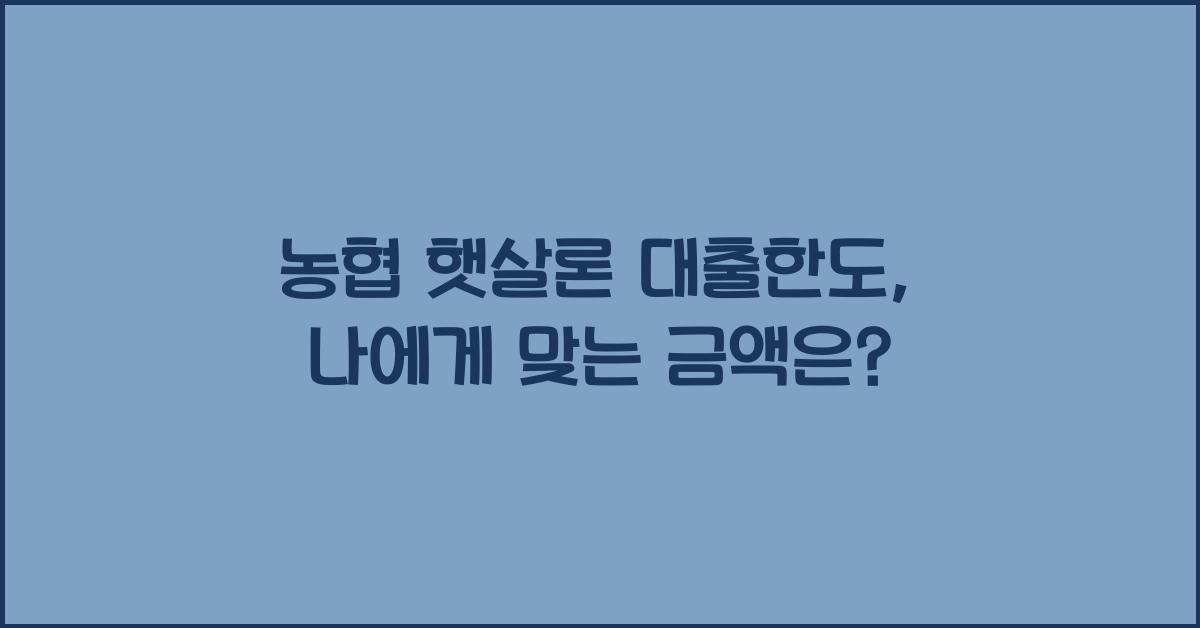 농협 햇살론 대출한도