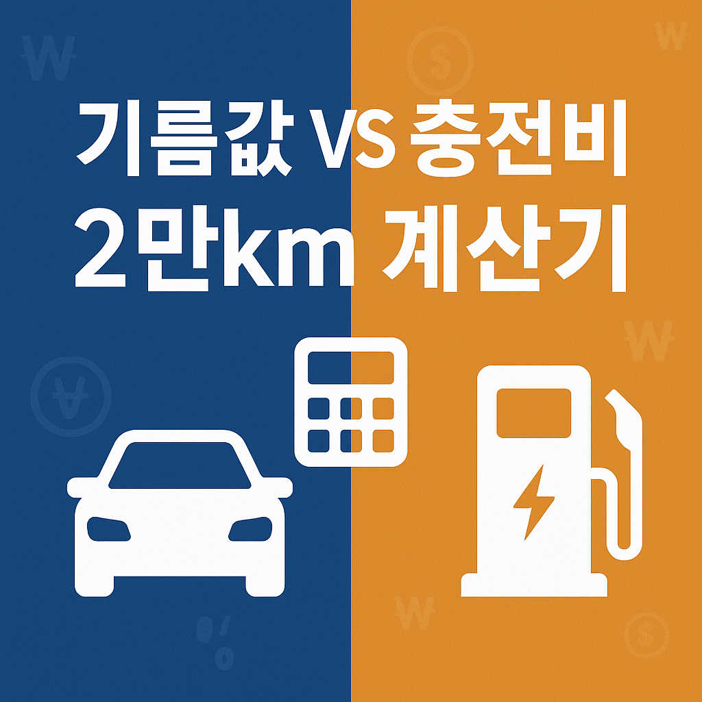 중고차 기름값 vs 전기차 충전비, 연간 2만 km 기준 계산기