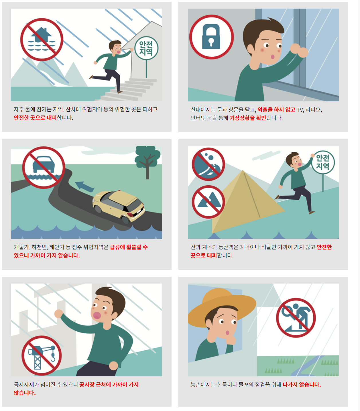 태풍, 호우시 주의할점