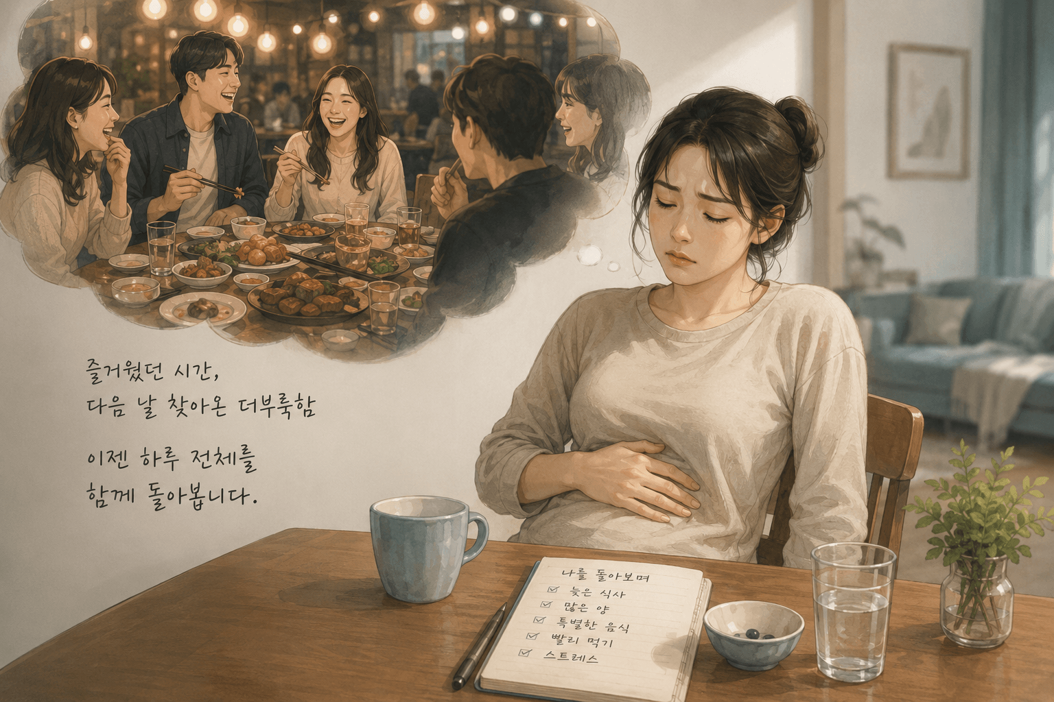 식사 후 속이 더부룩하다면 확인해 볼 것들