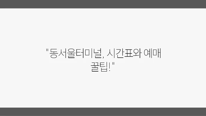 동서울터미널 시각표 및 예약 방법 운행정보