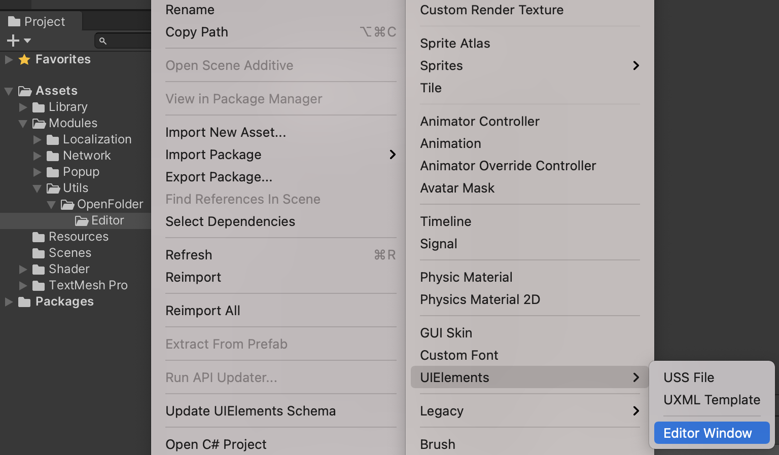 UIElements Editor Window 생성