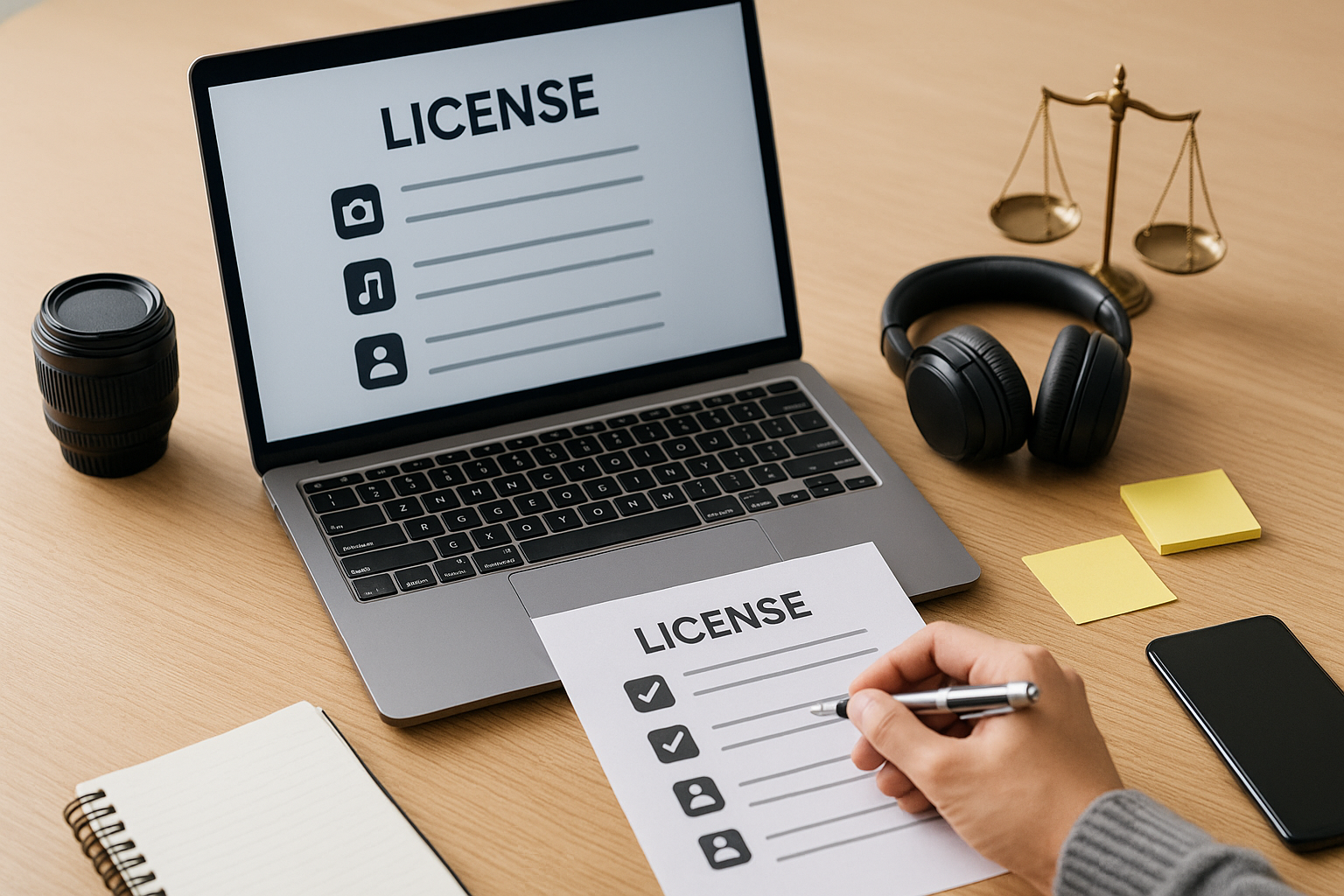 업로드 전 라이선스 체크리스트를 확인하는 작업 장면