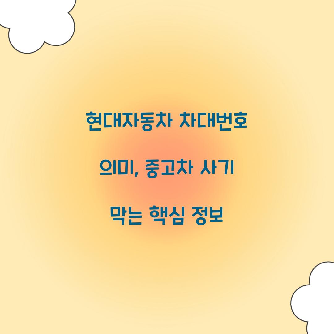 현대자동차 차대번호 의미, 중고차 사기 막는 핵심 정보