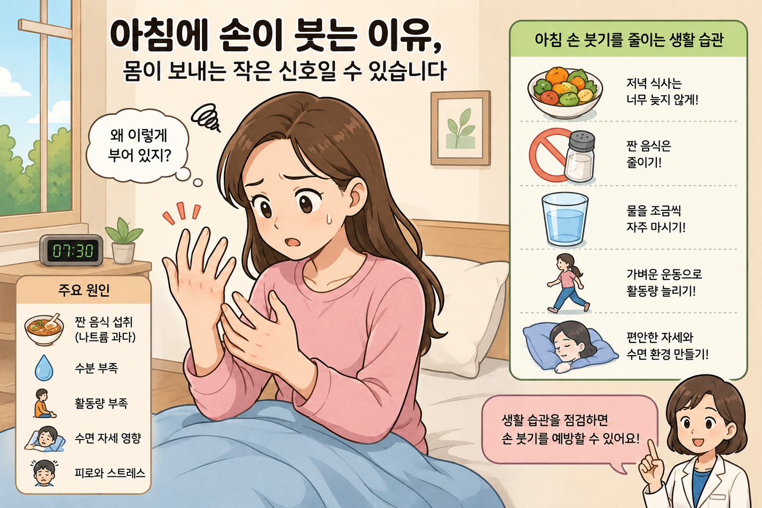 아침에 손이 붓는 이유, 몸이 보내는 작은 신호일 수 있습니다