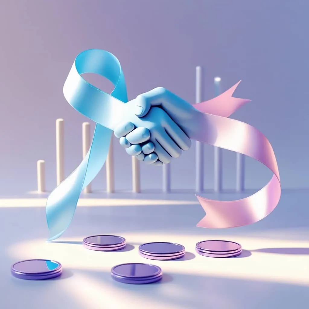 크로노스코인: 제휴로 인한 CRO 수요 확대와 시장 주목을 상징 (Cronos CRO partnership abstract handshake).