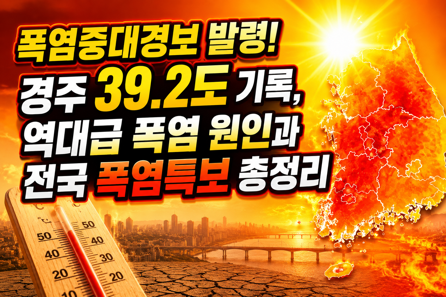 폭염중대경보 발령! 경주 39.2도 기록, 역대급 폭염 원인과 전국 폭염특보 총정리 관련 사진