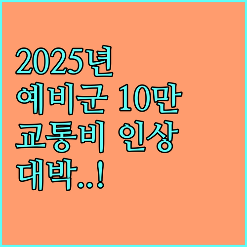 예비군 훈련 보상비 2025년 10만..